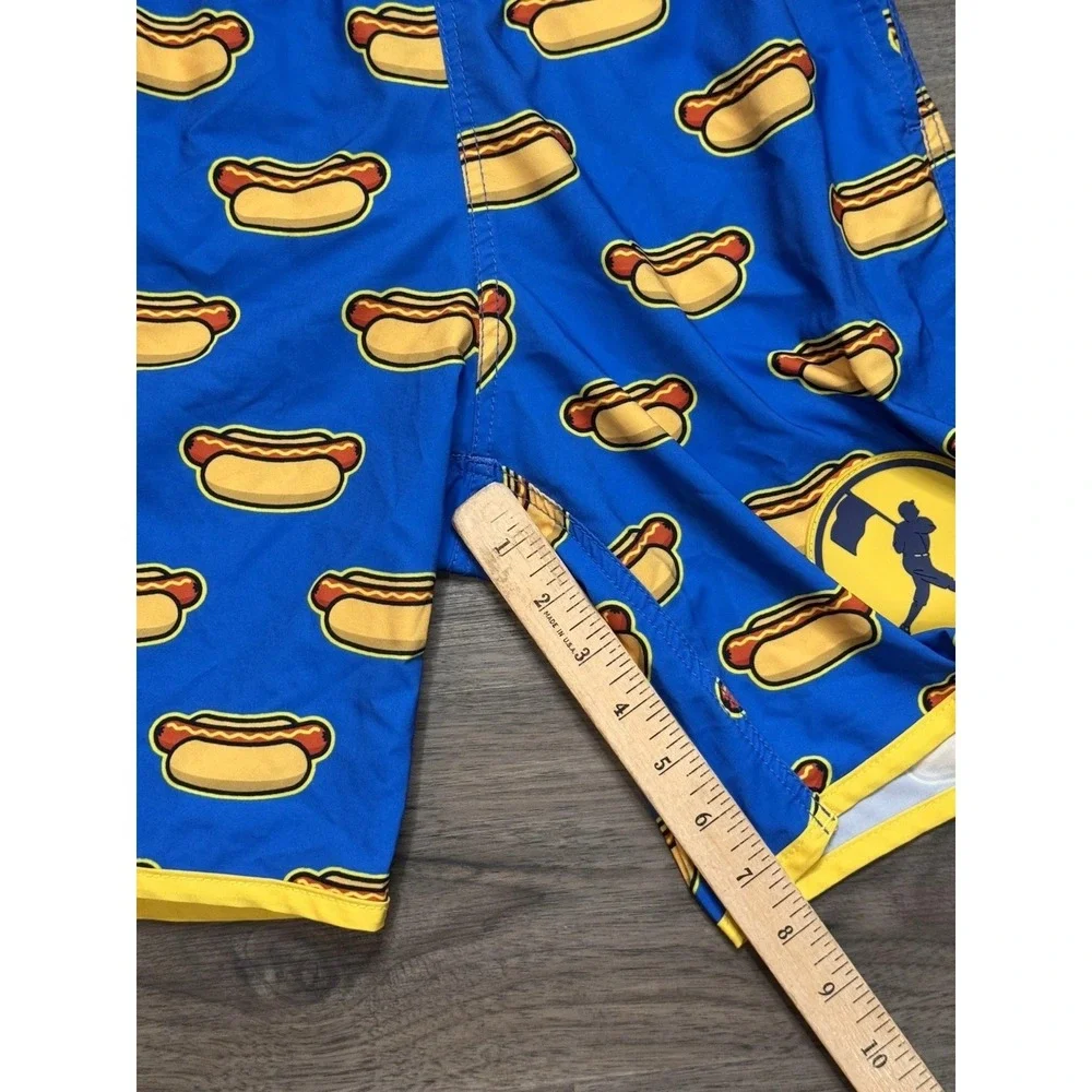 Baseballism Swim Trunks XS Blue Hot Dog Baseball Board Shorts 6